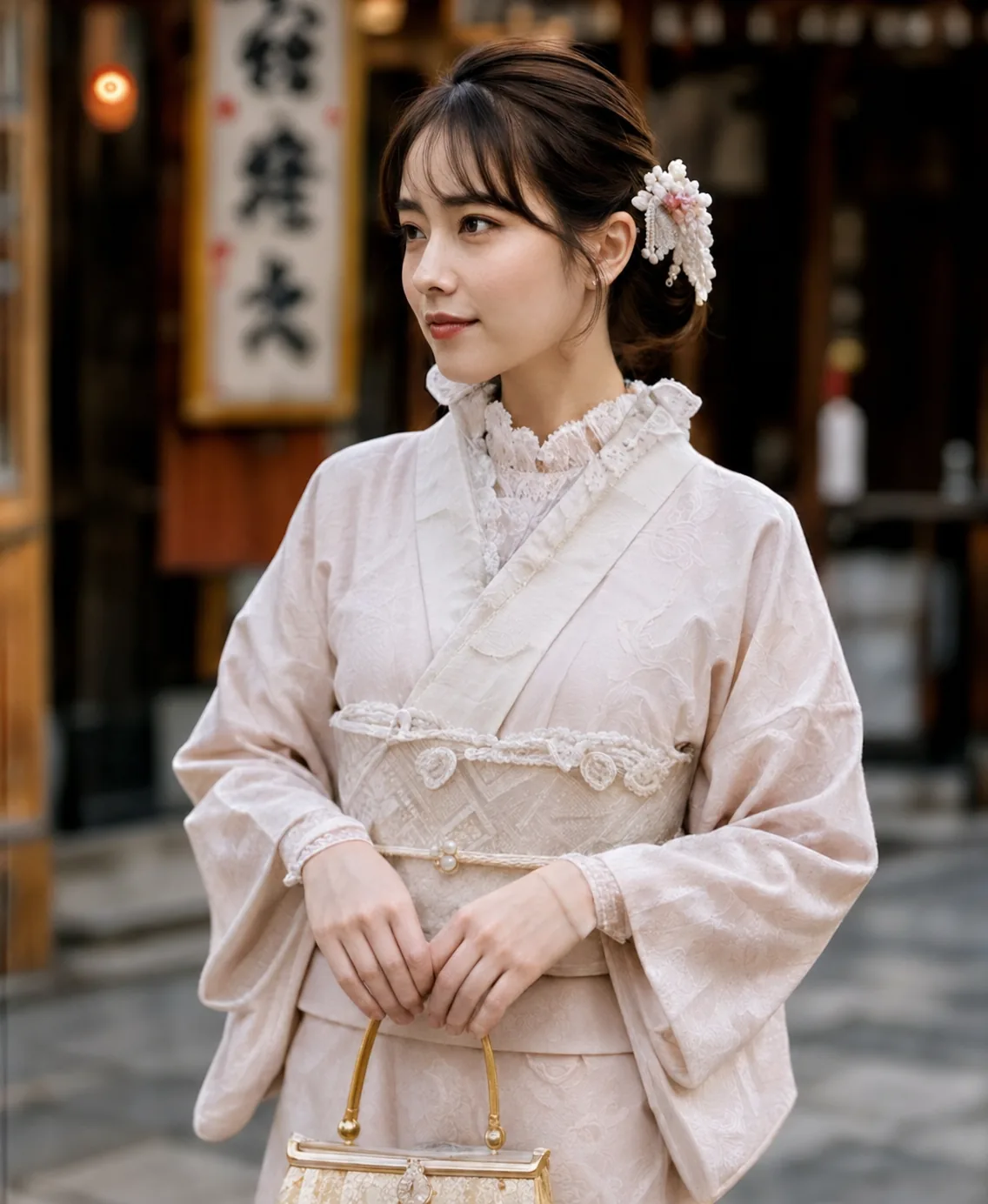 可愛い淡色着物
